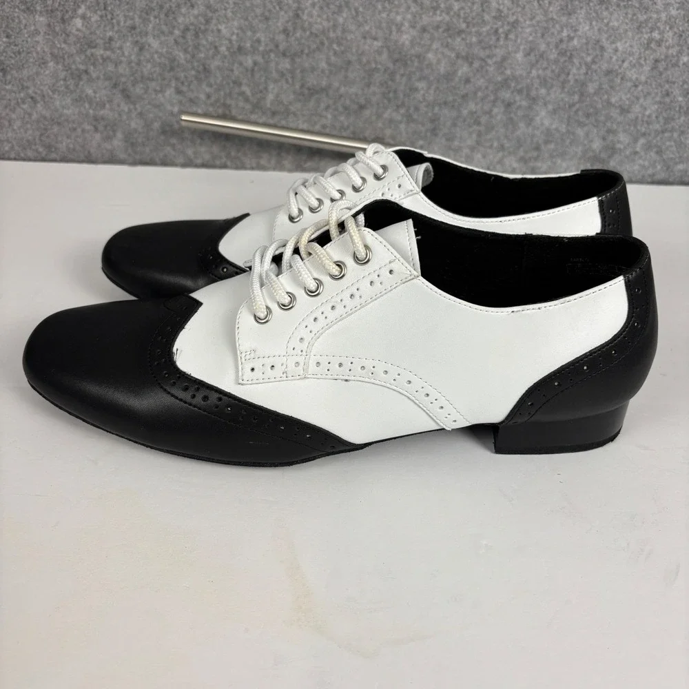 Very Fine Party Party Dance Shoes Mens 11.5 Black White Leather Wingtip PP301